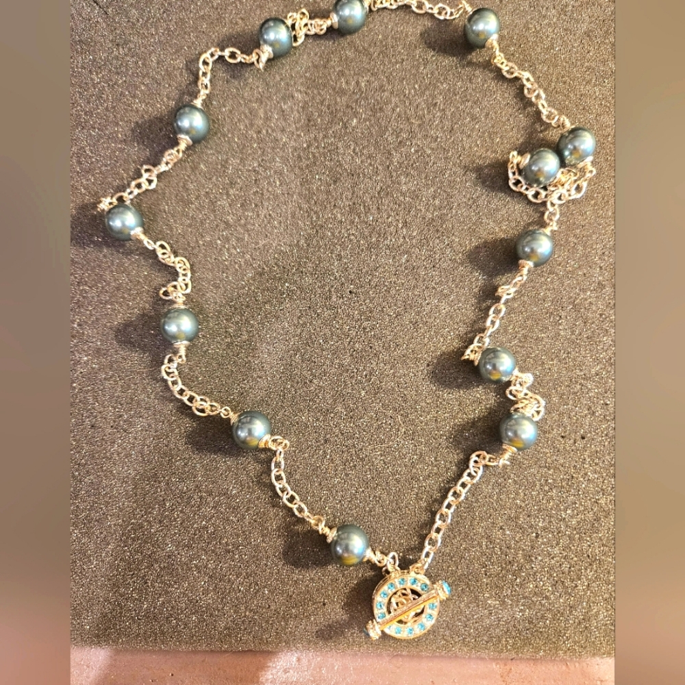 HEIDI DAUS®"Sophisticated Swag" Chain Beaded Crystal Toggle Necklace